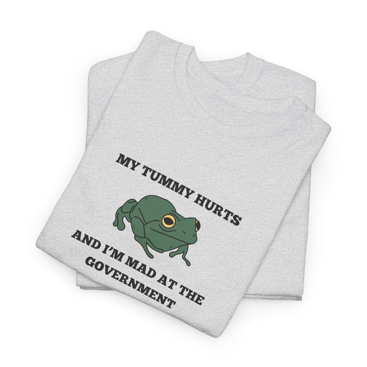 'My Tummy Hurts and I'm Mad at the Government' - Funny Unisex Heavy Cotton Tee -