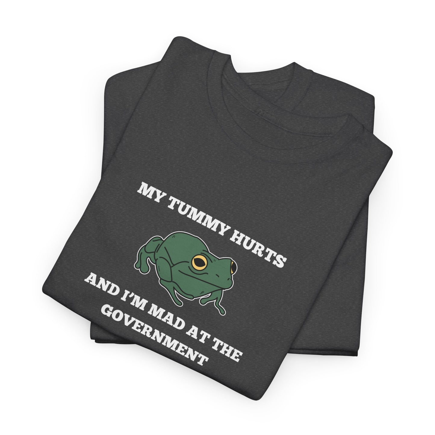 'My Tummy Hurts and I'm Mad at the Government' - Funny Unisex Heavy Cotton Tee -