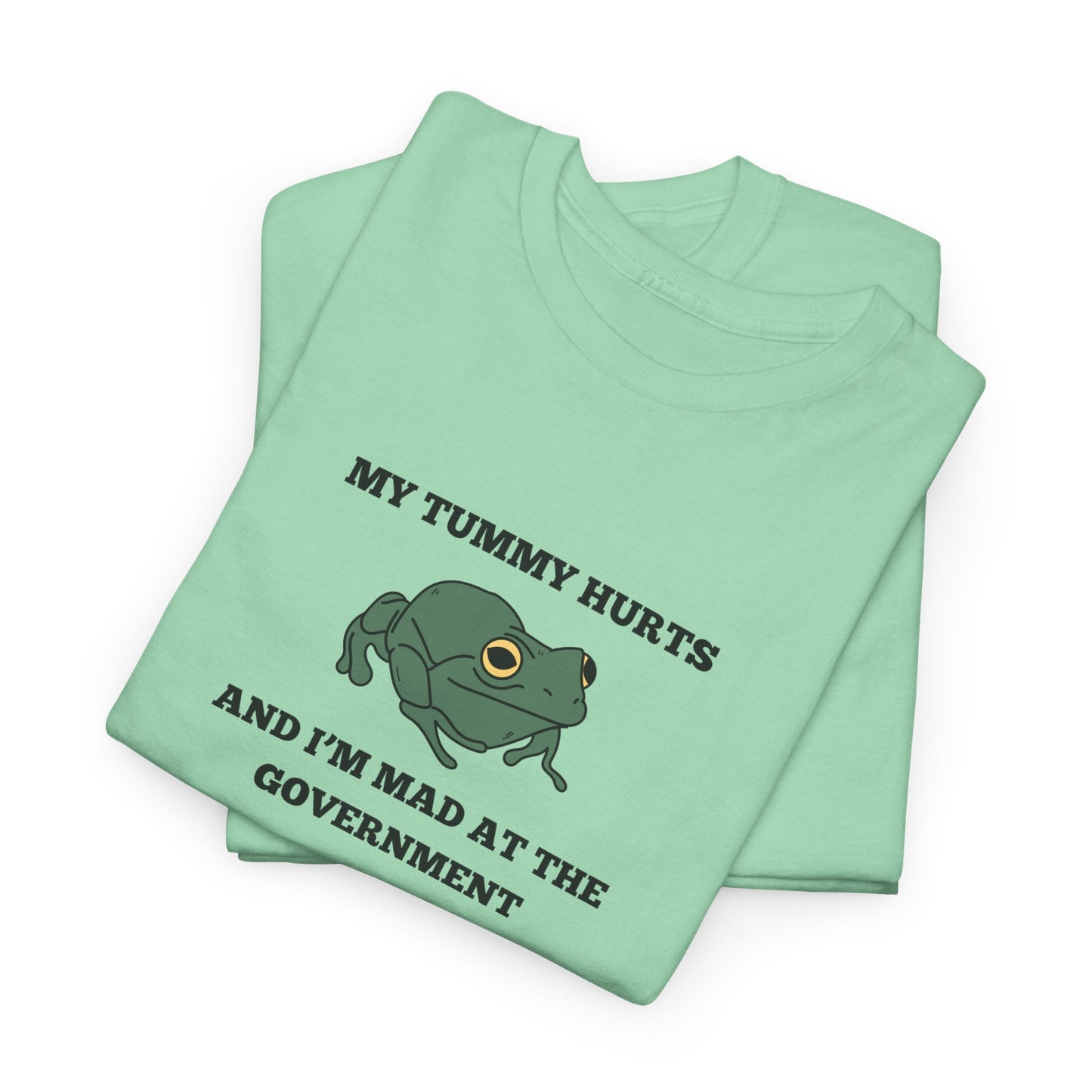 'My Tummy Hurts and I'm Mad at the Government' - Funny Unisex Heavy Cotton Tee -
