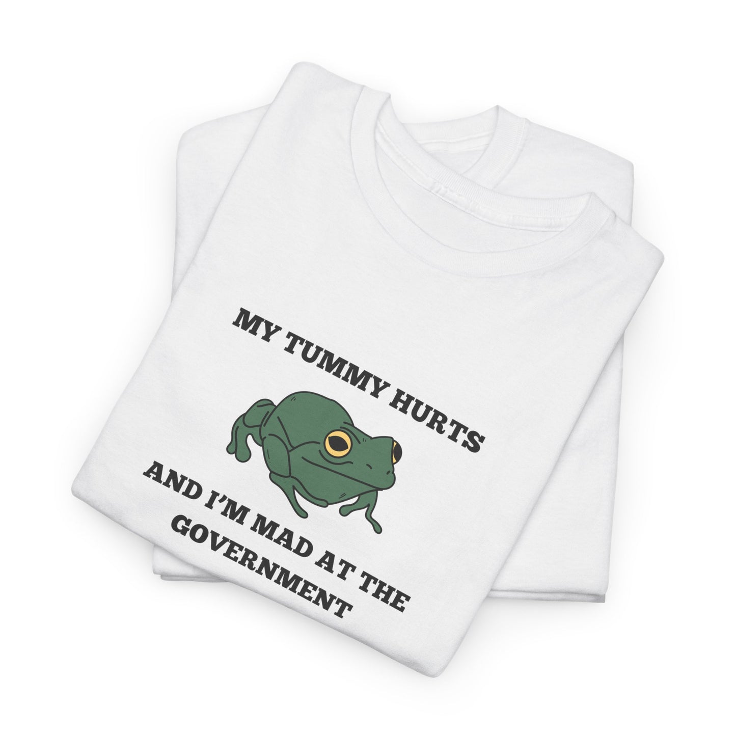'My Tummy Hurts and I'm Mad at the Government' - Funny Unisex Heavy Cotton Tee -