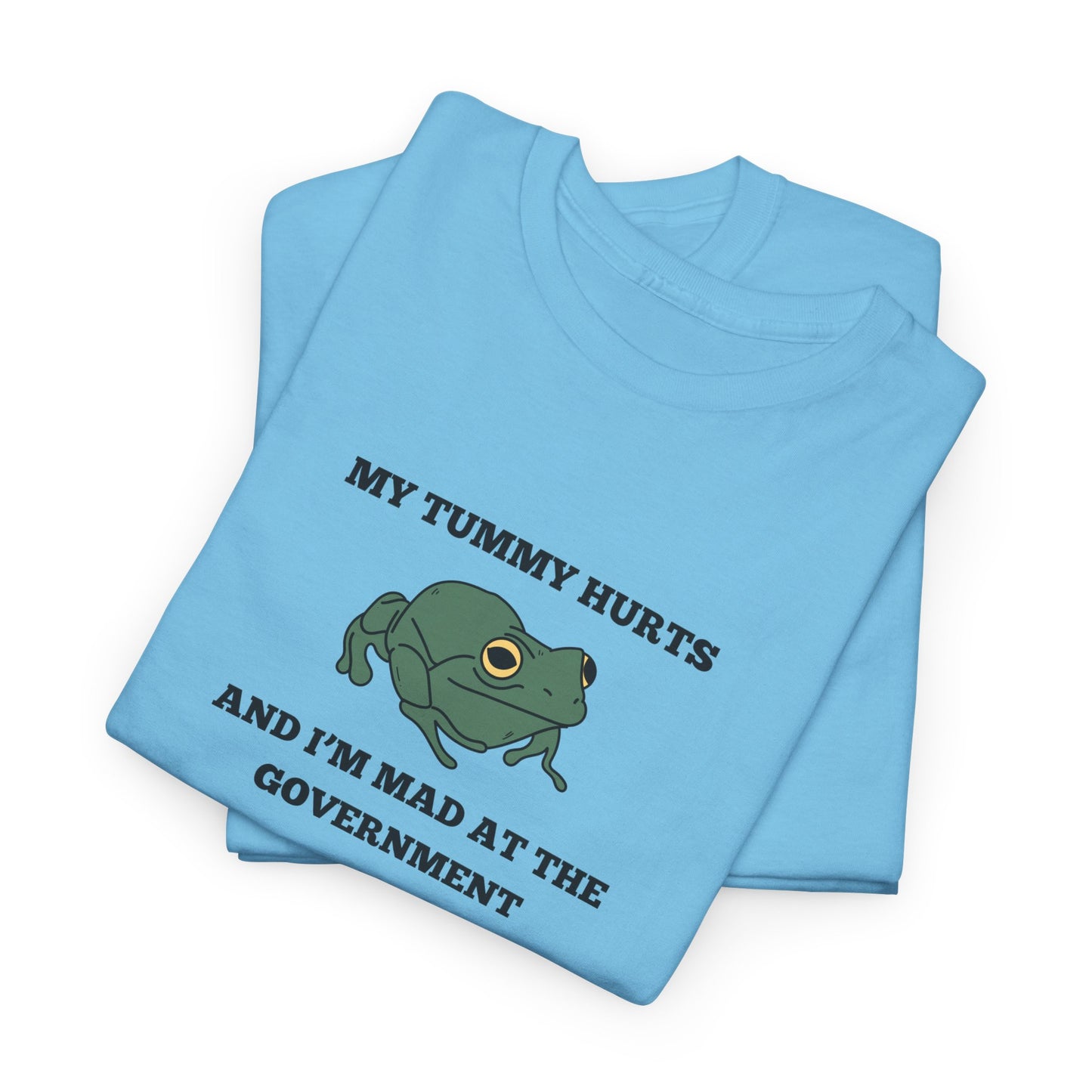 'My Tummy Hurts and I'm Mad at the Government' - Funny Unisex Heavy Cotton Tee -