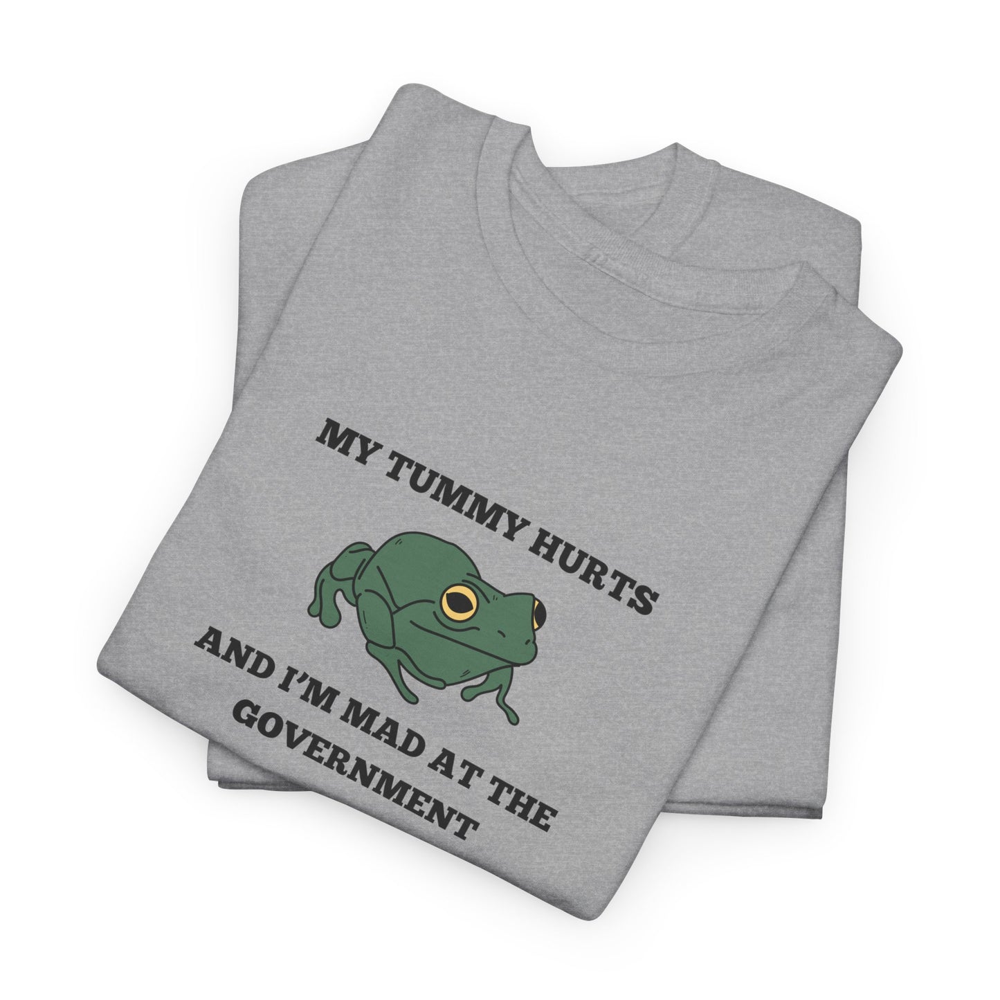 'My Tummy Hurts and I'm Mad at the Government' - Funny Unisex Heavy Cotton Tee -