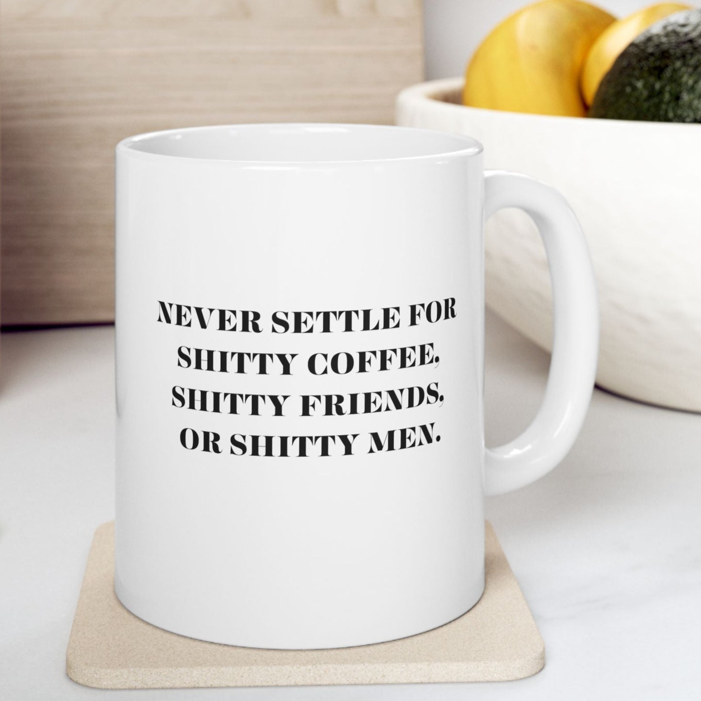 Never Settle Ceramic Coffee Mug, 11oz