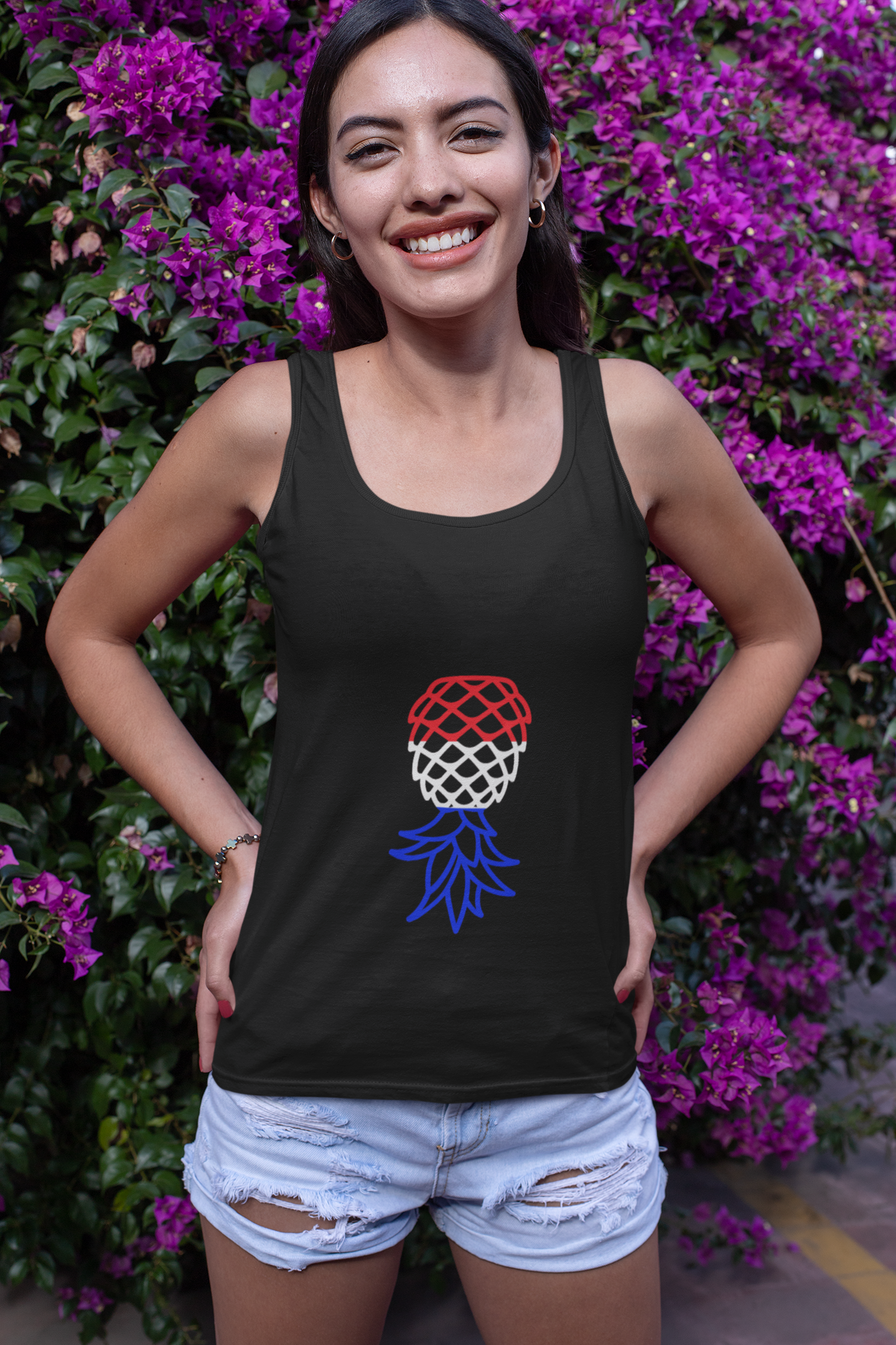 Patriotic Upside Down Pineapple Racerback Tank