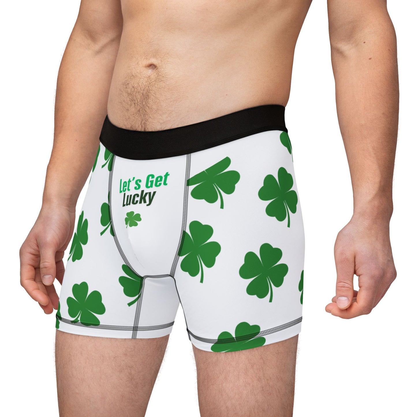 St. Patrick's Day Boxers - Let's Get Lucky Shamrock Men's Underwear