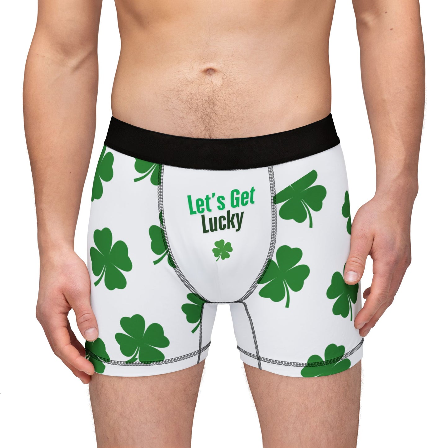 St. Patrick's Day Boxers - Let's Get Lucky Shamrock Men's Underwear