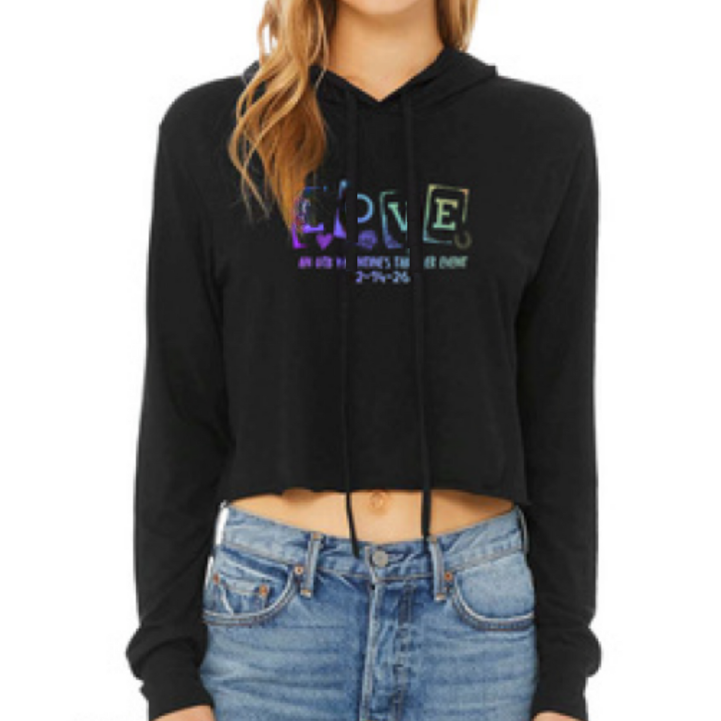 Love - Women’s Triblend Crop Long Sleeve Hoodie Tee