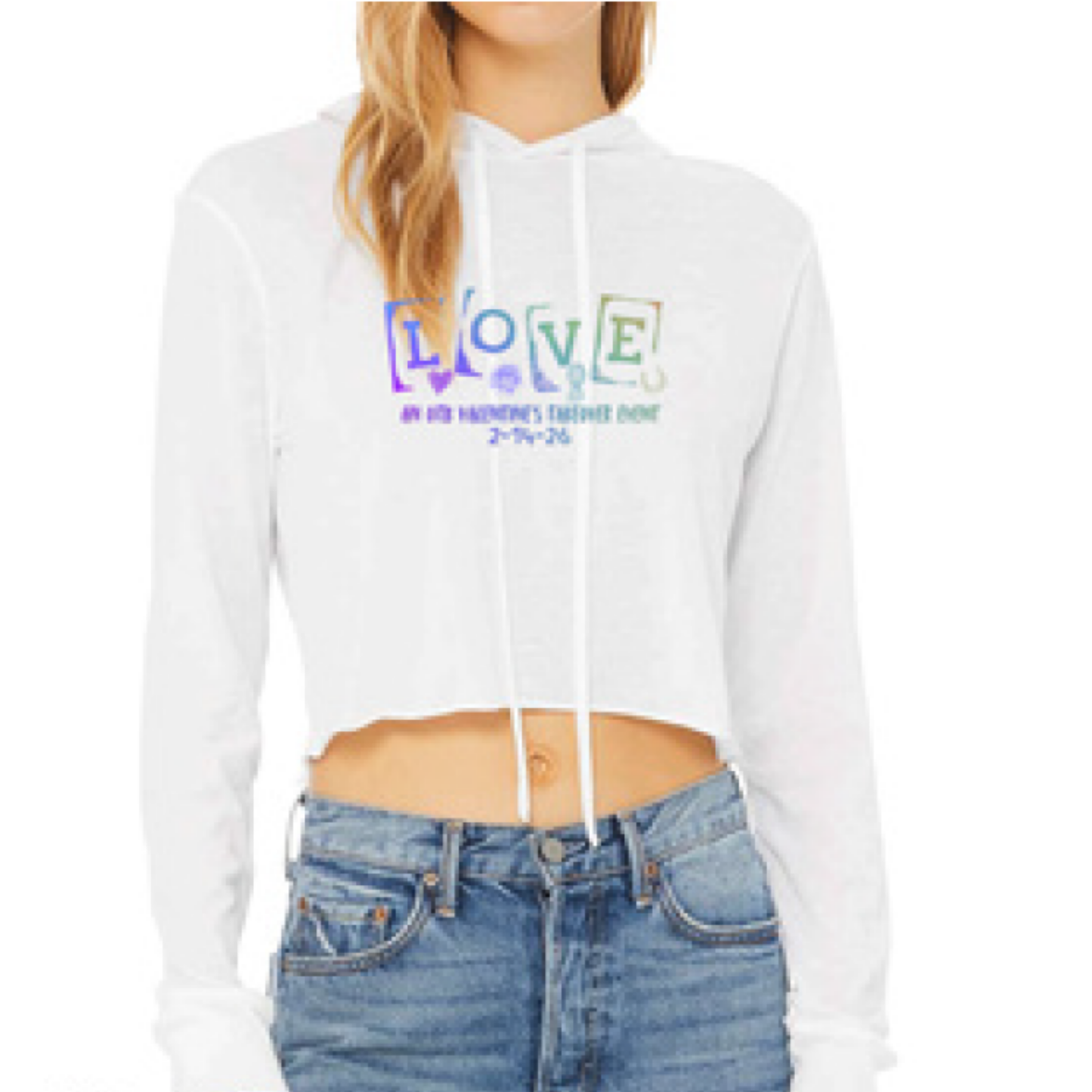 Love - Women’s Triblend Crop Long Sleeve Hoodie Tee