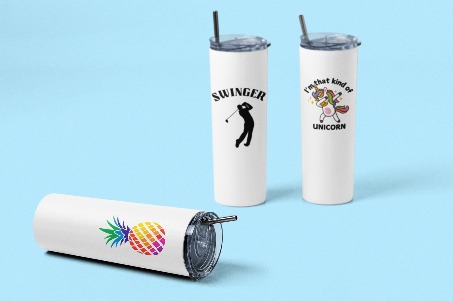 Swinger Tumblers - 20oz Stainless Steel with Straw