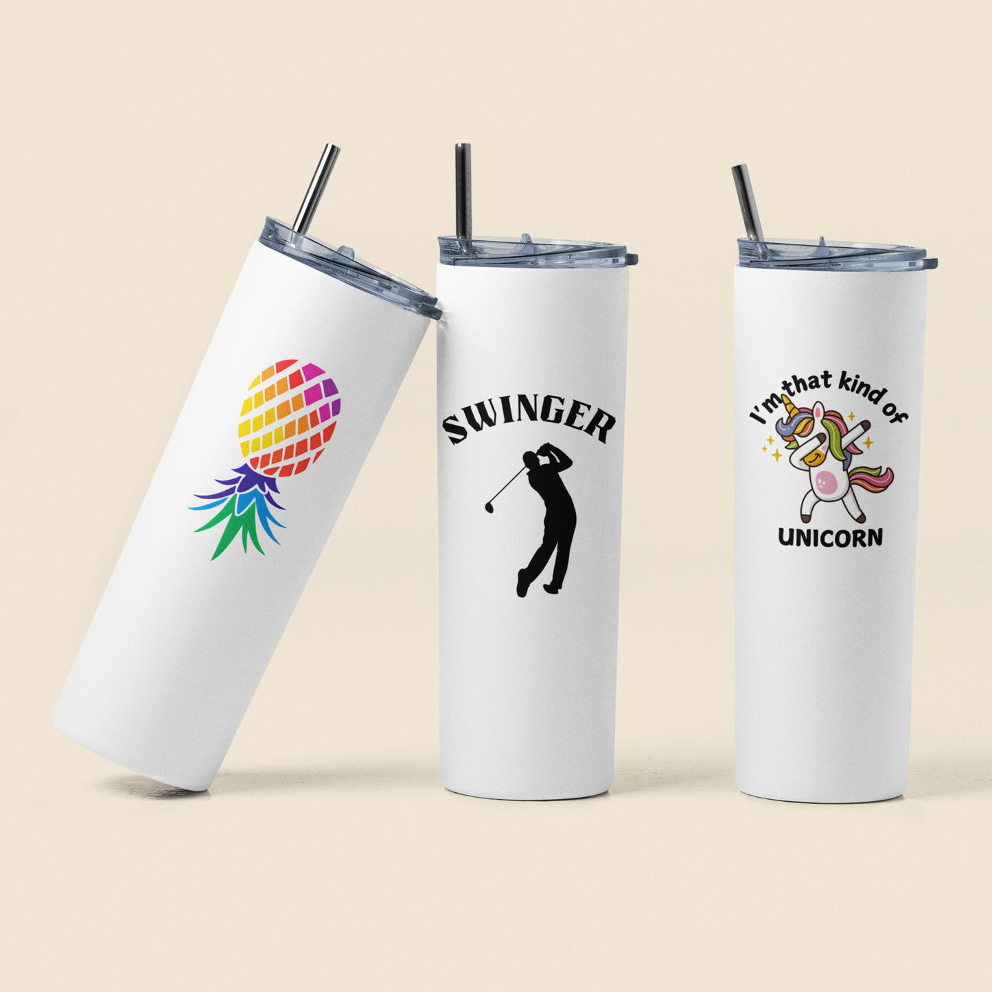 Swinger Tumblers - 20oz Stainless Steel with Straw